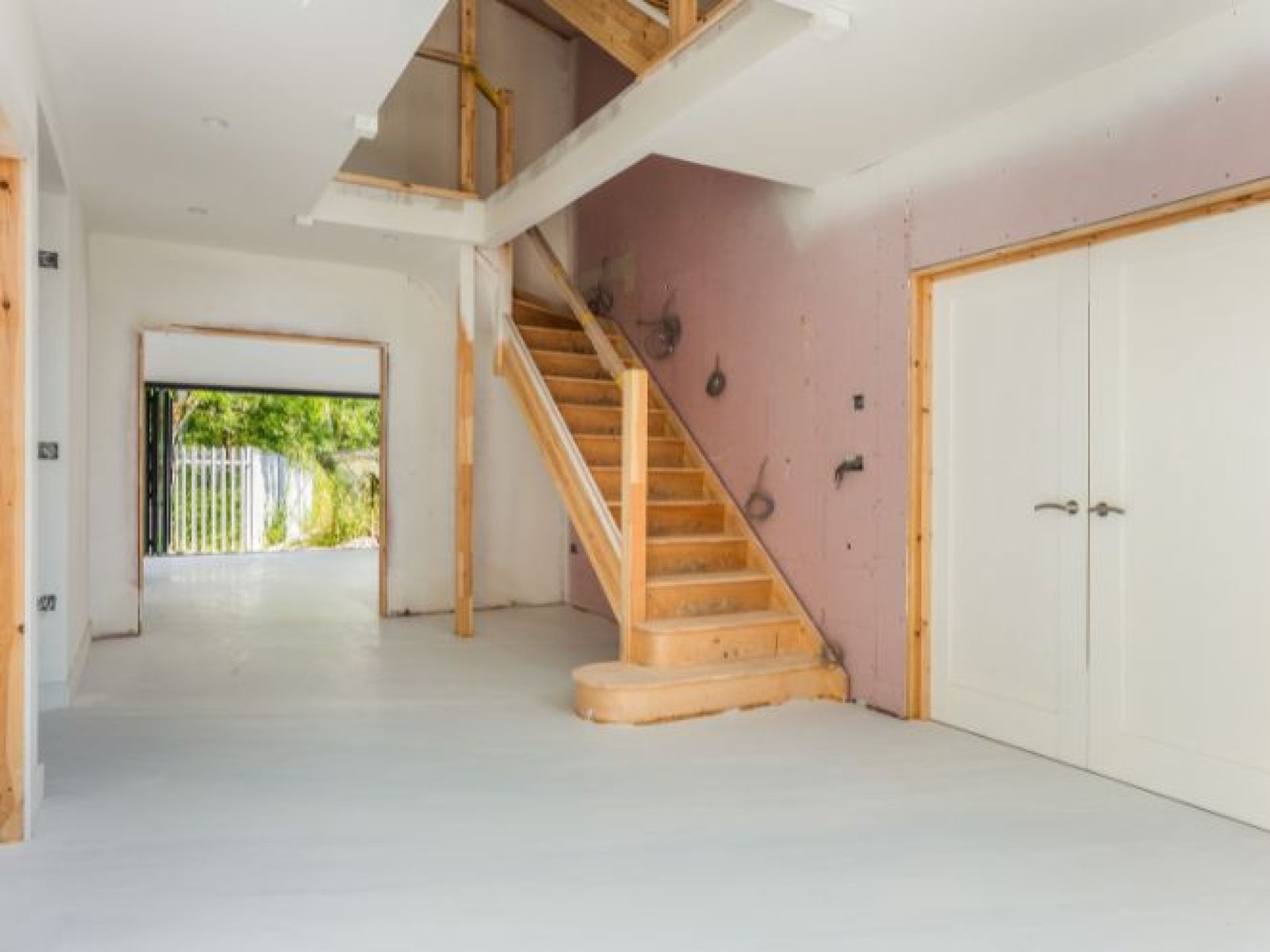 Hallway and stairs Mill Lake Manor during build Aug 24